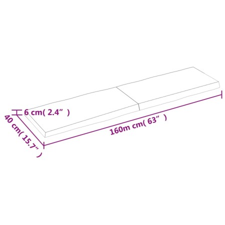 Piano Tavolo Marrone Chiaro 160x40x(2-6) cm Rovere Non Trattato