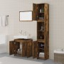 Set Mobili da Bagno 3 pz Rovere Fumo in Legno Multistrato