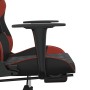 Sedia Gaming Massaggio Poggiapiedi Nero e Rosso Vino Similpelle