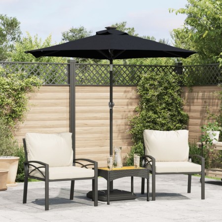 Ombrellone Giardino con Palo in Acciaio Nero 225x225x212 cm