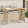 Tavolo da Giardino Piano in Legno Beige 110x68x70 cm Polyrattan