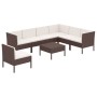 Set Divani da Giardino 8 pz con Cuscini in Polyrattan Marrone