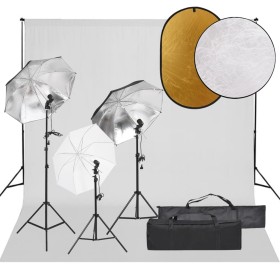 Kit per Studio Fotografico con Set Luci, Fondale e Riflettore