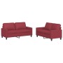 Set di Divani 2 pz con Cuscini Rosso Vino in Similpelle