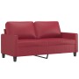 Set di Divani 2 pz con Cuscini Rosso Vino in Similpelle