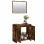 Set Mobili da Bagno 2 pz Rovere Fumo in Legno Multistrato