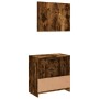 Set Mobili da Bagno 2 pz Rovere Fumo in Legno Multistrato
