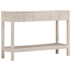 Tavolo Consolle Bianco 110x35x75cm Legno Massello di Mango