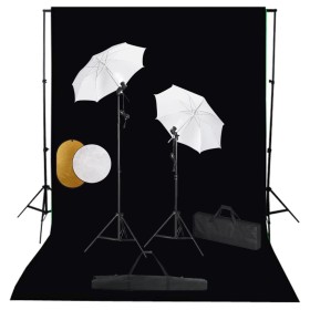 Kit Studio Fotografico con Luci Ombrelli Fondale e Riflettore