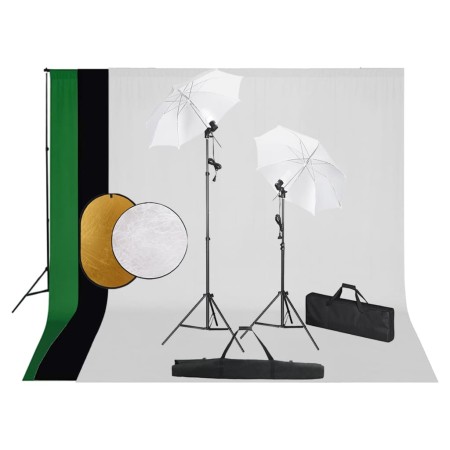 Kit Studio Fotografico con Luci Ombrelli Fondale e Riflettore