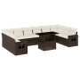 Set Divani da Giardino 11 pz con Cuscini Polyrattan Marrone