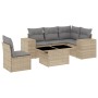 Set Divano da Giardino 6 pz con Cuscini Beige in Polyrattan