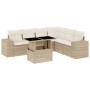 Set Divani da Giardino 7 pz con Cuscini Beige in Polyrattan