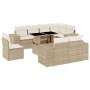 Set Divano da Giardino 9 pz con Cuscini Beige in Polyrattan