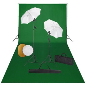 Kit Studio Fotografico con Luci Ombrelli Fondale e Riflettore