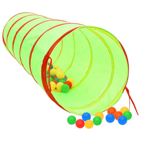 Tunnel da Gioco per Bambini 250 Palline Verde 175 cm Poliestere