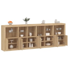 Credenza con Luci LED Rovere Sonoma 283x37x100 cm