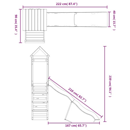 Set da Gioco da Esterno in Legno Massello di Douglas