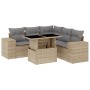 Set Divano da Giardino 6 pz con Cuscini Beige in Polyrattan