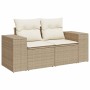 Set Divano da Giardino 10 pz con Cuscini Beige in Polyrattan