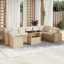 Set Divani da Giardino 11 pz con Cuscini Beige in Polyrattan