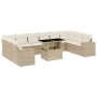 Set Divani da Giardino 11 pz con Cuscini Beige in Polyrattan