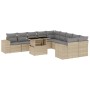 Set Divani da Giardino 11 pz con Cuscini Beige in Polyrattan