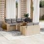 Set Divani da Giardino 11 pz con Cuscini Beige in Polyrattan