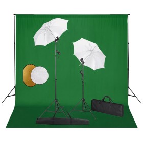 Kit Studio Fotografico con Luci Ombrelli Fondale e Riflettore