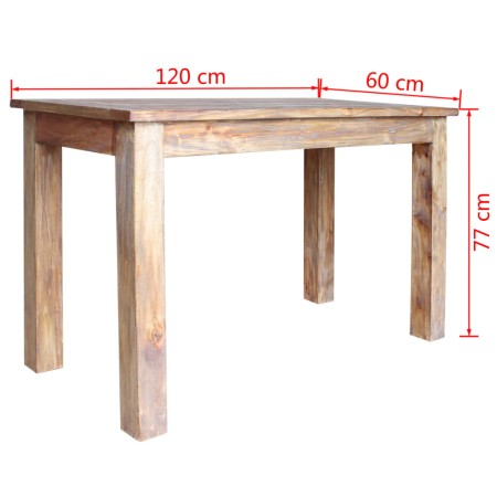 Tavolo da Pranzo in Legno Massello Anticato 120x60x77 cm