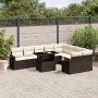 Set Divani da Giardino 10pz con Cuscini in Polyrattan Marrone