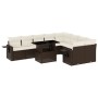 Set Divani da Giardino 10pz con Cuscini in Polyrattan Marrone