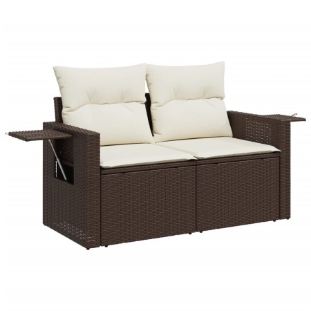 Set Divano da Giardino 6 pz con Cuscini Marrone in Polyrattan