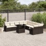 Set Divani da Giardino 11 pz con Cuscini Polyrattan Marrone