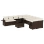 Set Divani da Giardino 11 pz con Cuscini Polyrattan Marrone