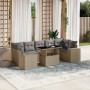 Set Divano da Giardino 8 pz con Cuscini Beige in Polyrattan