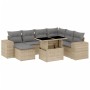 Set Divano da Giardino 8 pz con Cuscini Beige in Polyrattan