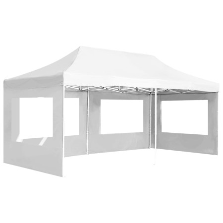 Gazebo Professionale Pieghevole Alluminio e Pareti 6x3m Bianco