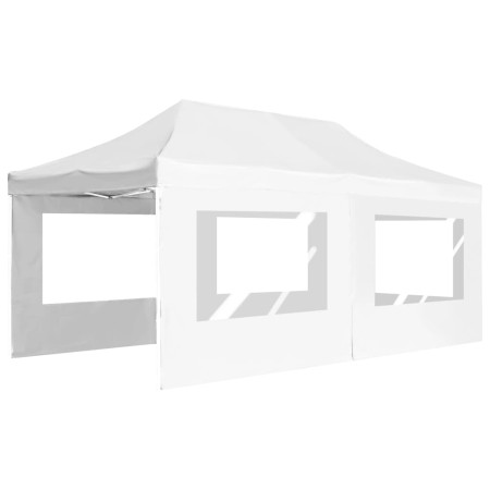 Gazebo Professionale Pieghevole Alluminio e Pareti 6x3m Bianco