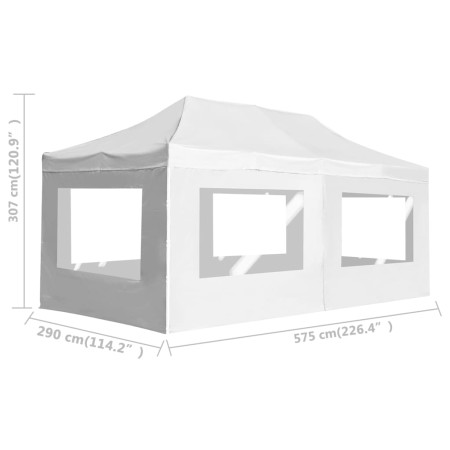 Gazebo Professionale Pieghevole Alluminio e Pareti 6x3m Bianco