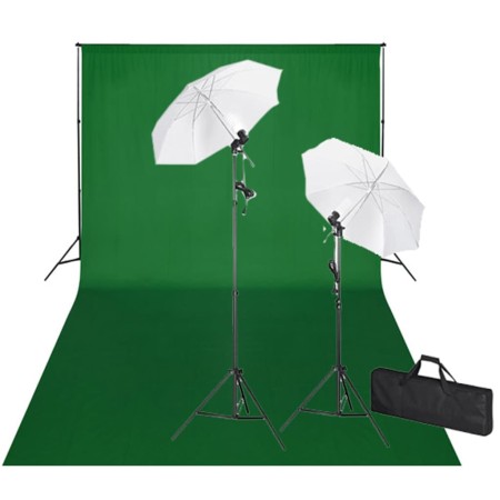 Set Studio Fotografico Fondale Verde 600x300 cm e Luci