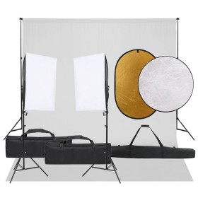 Kit per Studio Fotografico con Set Luci, Fondale e Riflettore