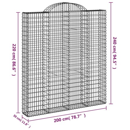 Cesti Gabbioni ad Arco 14 pz 200x30x220/240 cm Ferro Zincato