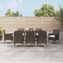 Set da Pranzo da Giardino 9pz con Cuscini Marrone in Polyrattan