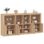 Credenza con Luci LED Rovere Sonoma 202x37x100 cm