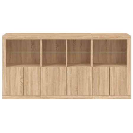 Credenza con Luci LED Rovere Sonoma 202x37x100 cm