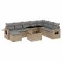 Set Divano da Giardino 9 pz con Cuscini Beige in Polyrattan