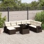 Set Divani da Giardino 9pz con Cuscini Marrone in Polyrattan