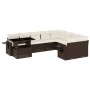 Set Divani da Giardino 10pz con Cuscini in Polyrattan Marrone