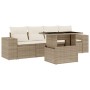 Set Divano da Giardino 5 pz con Cuscini Beige in Polyrattan